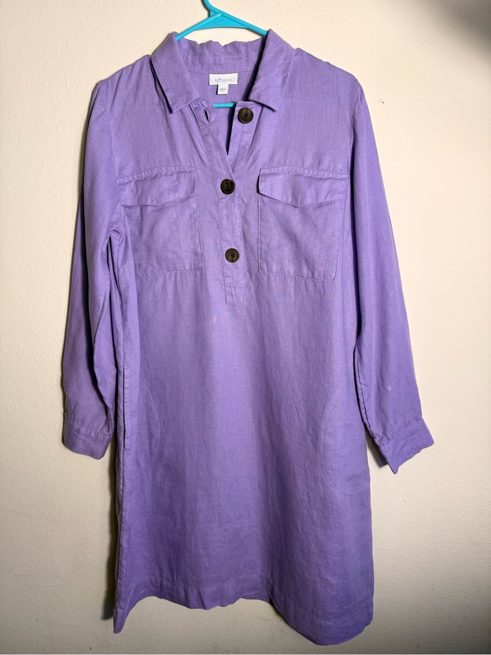J. Jill Lavender Pullover Maxi Shirt Dress Casual Cozy Beach Summer linen loose